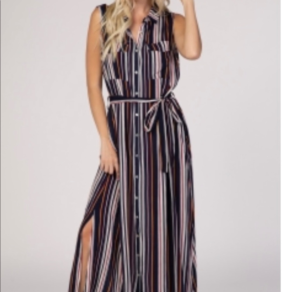 Sleeveless Stripe Maxi Dress